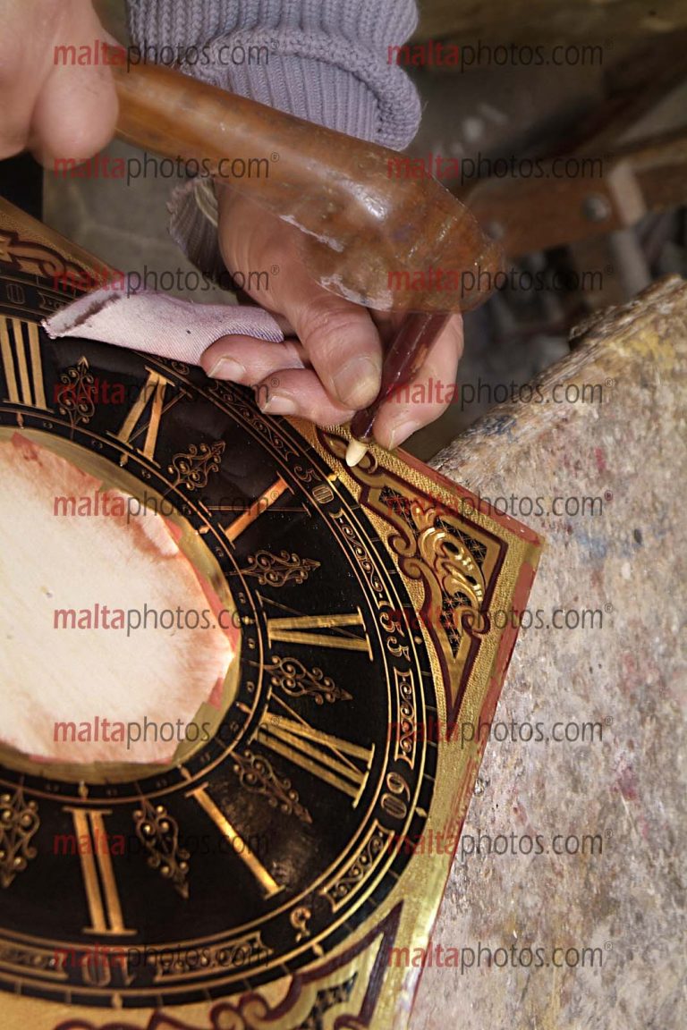 Gilder Mdina Gold Foil Crafts Arlogg Tal Lira Maltese Clock Malta Photos
